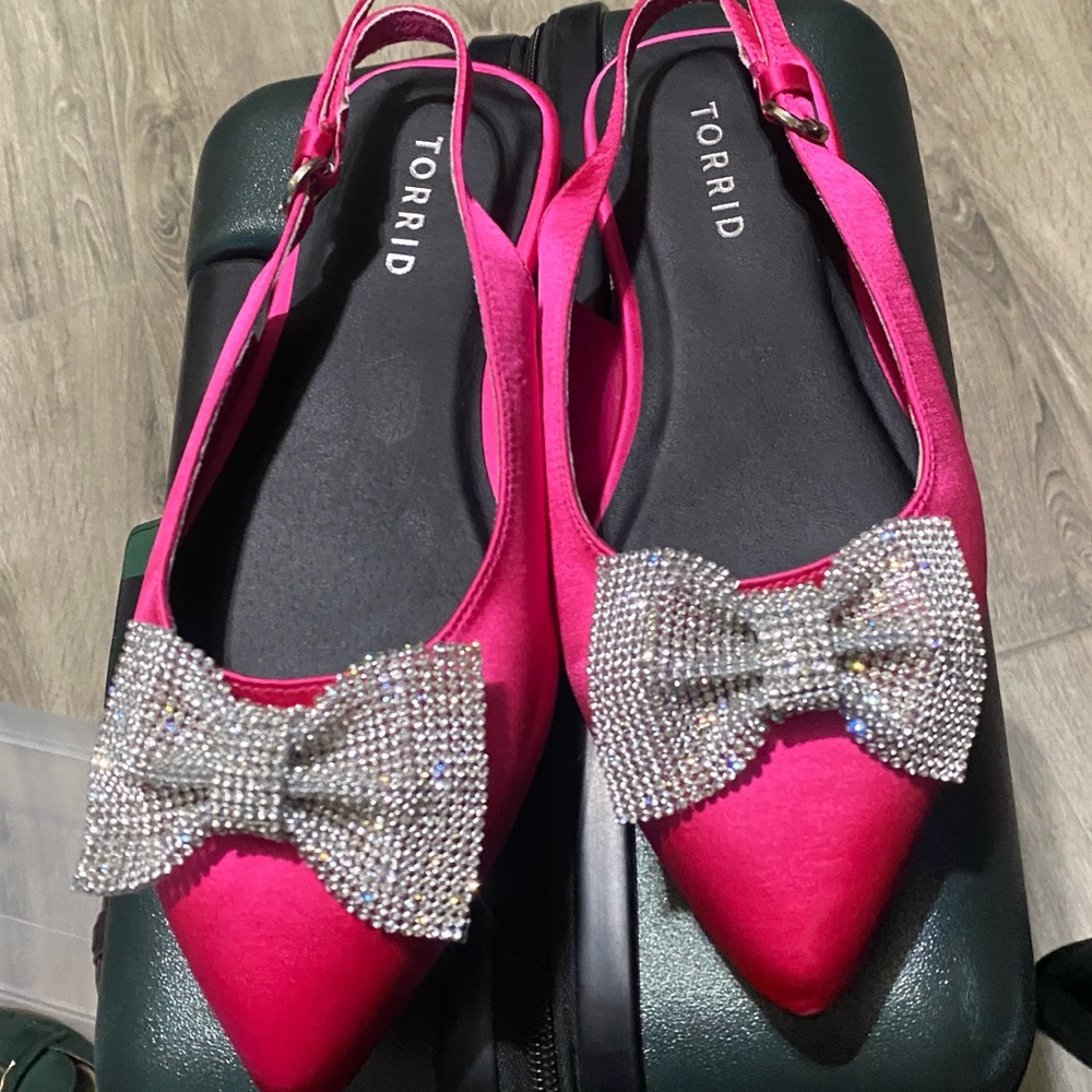 torrid Hot Pink Rhinestone Bow Slingback Flats - Picture 2 of 4
